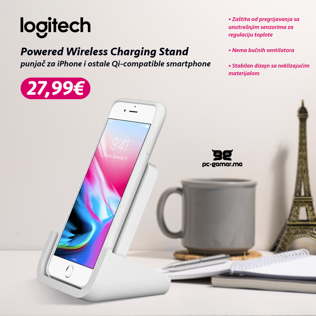 Logitech Logitech Punjac wireless charging stand - + AC pow